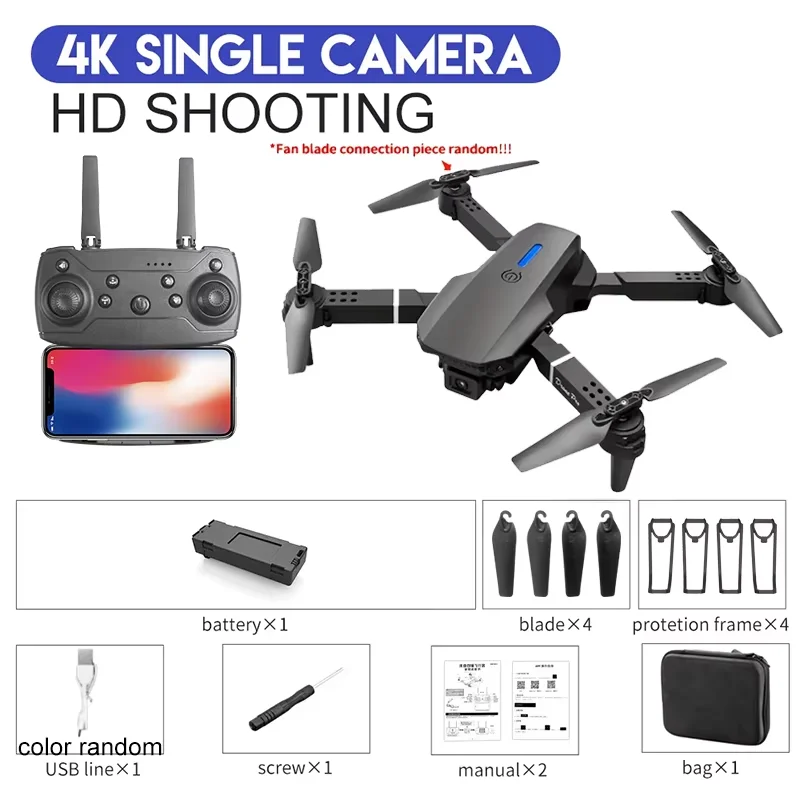 Drone E88Pro Rc 4K - Drone 4K E88Pro com câmera dupla