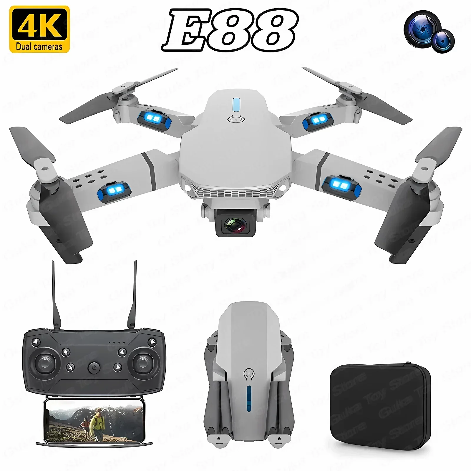 E88 pro wifi fpv drone grande  - Drone Rc Helicopter With Camera avaliação e preço